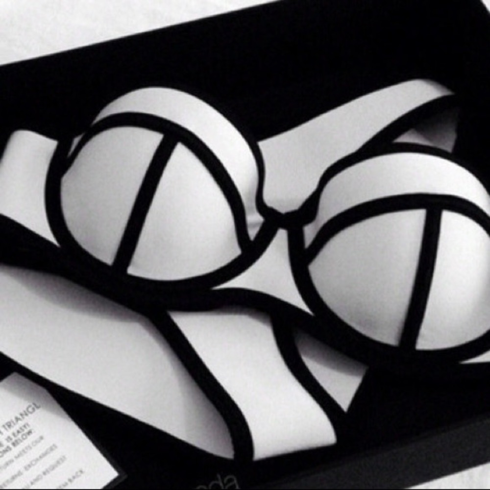 Black and white bikini top and bottom